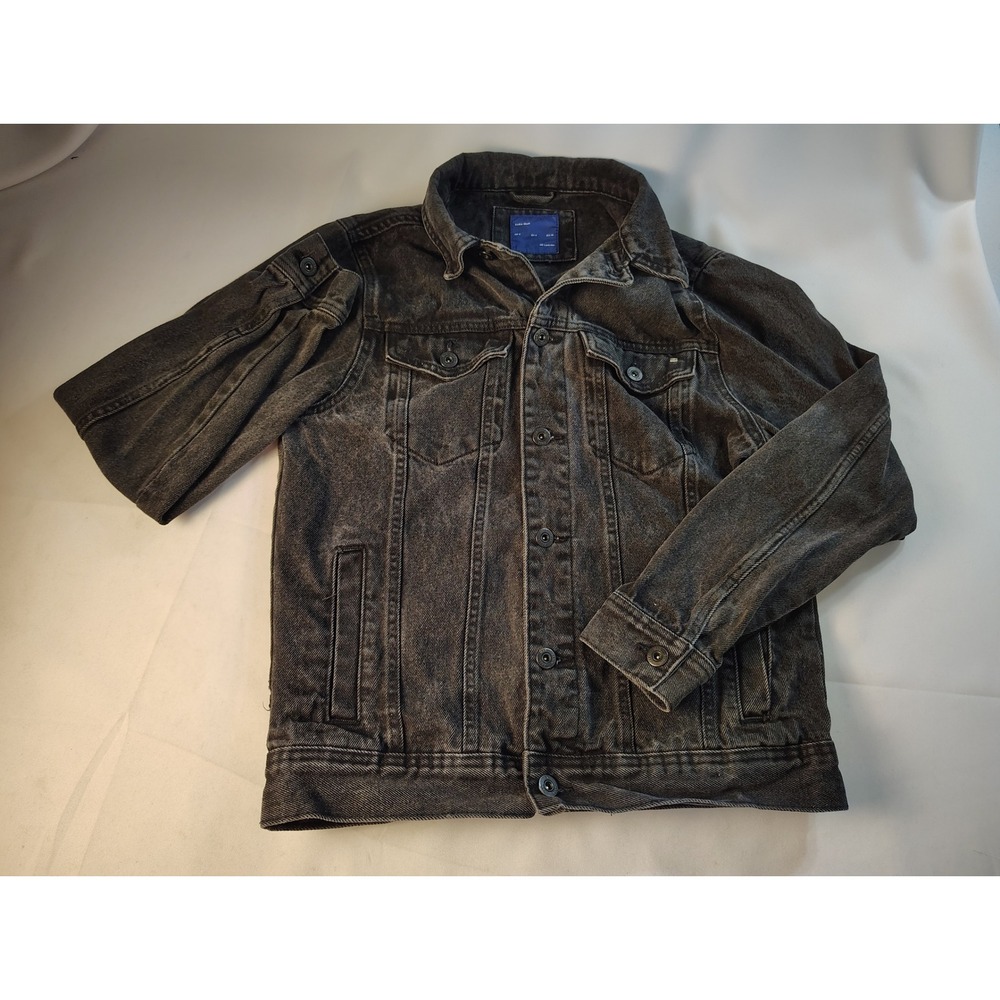 Zara Man Faded Black Denim Trucker Jacket Mens Size Medium Button Front Pockets